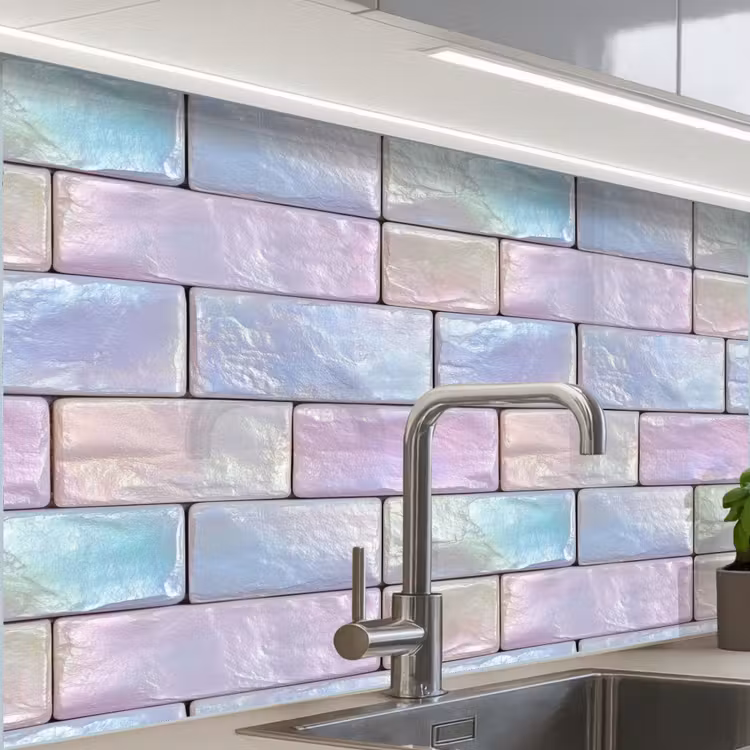 Revestimiento cocina - Brillo pastel - Piedra - Reflejo — 1