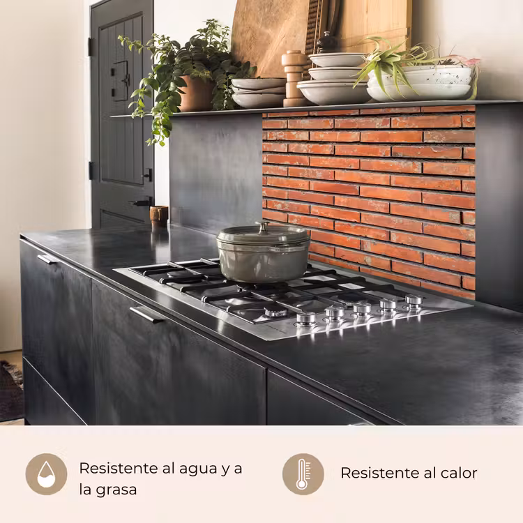 Revestimiento cocina - Rojo - Ladrillos - Muro - Daños — 4