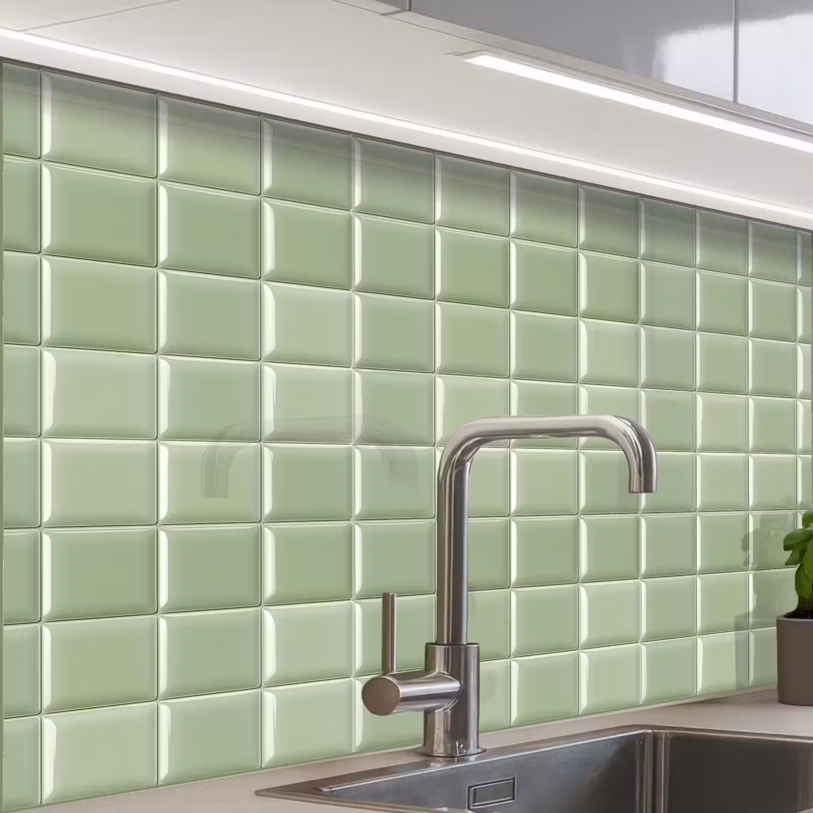 Revestimiento cocina - Brillante - Mosaico - Azulejos - Suave - Verde — 1