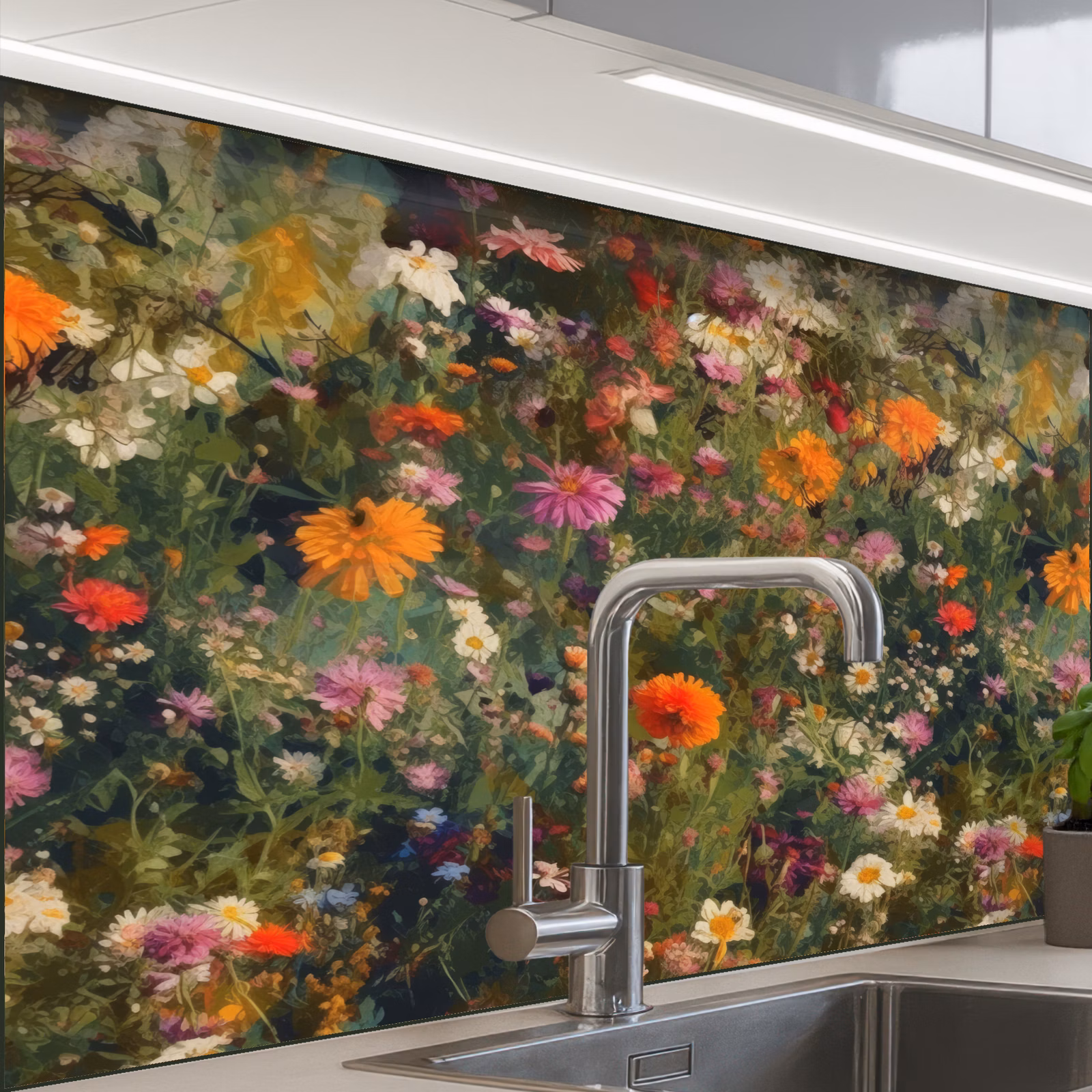 Revestimiento cocina - Campo de flores - Colores - Pintura — 1