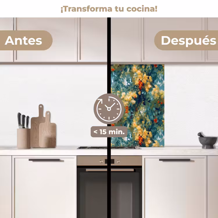 Revestimiento cocina - Amarillo - Flores - Verde - Hojas — 2