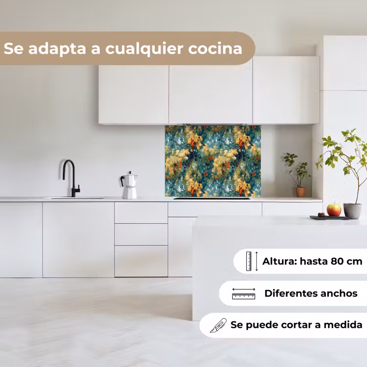 Revestimiento cocina - Amarillo - Flores - Verde - Hojas — 6