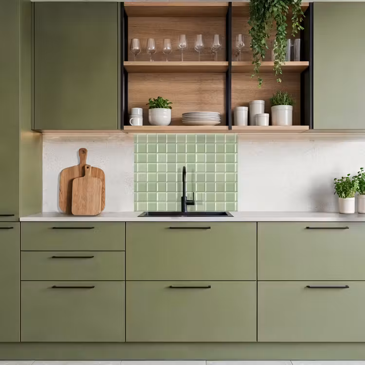 Revestimiento cocina - Brillante - Mosaico - Azulejos - Suave - Verde — 7