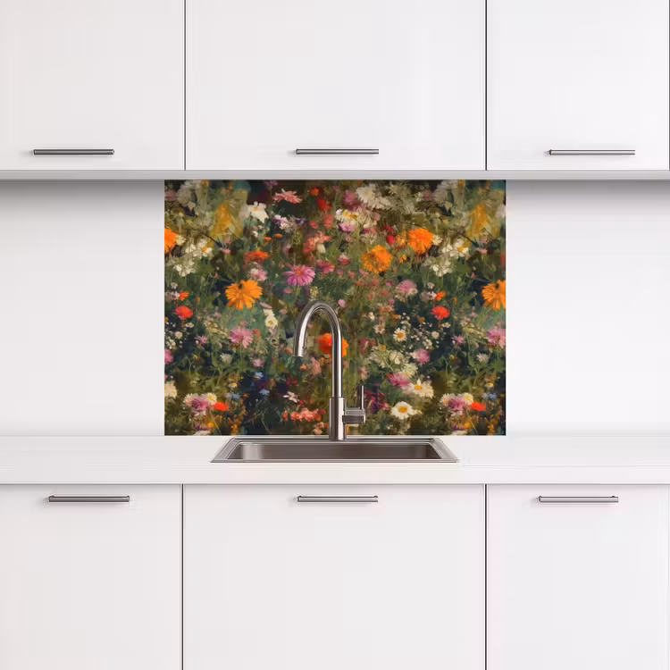 Revestimiento cocina - Campo de flores - Colores - Pintura — 3