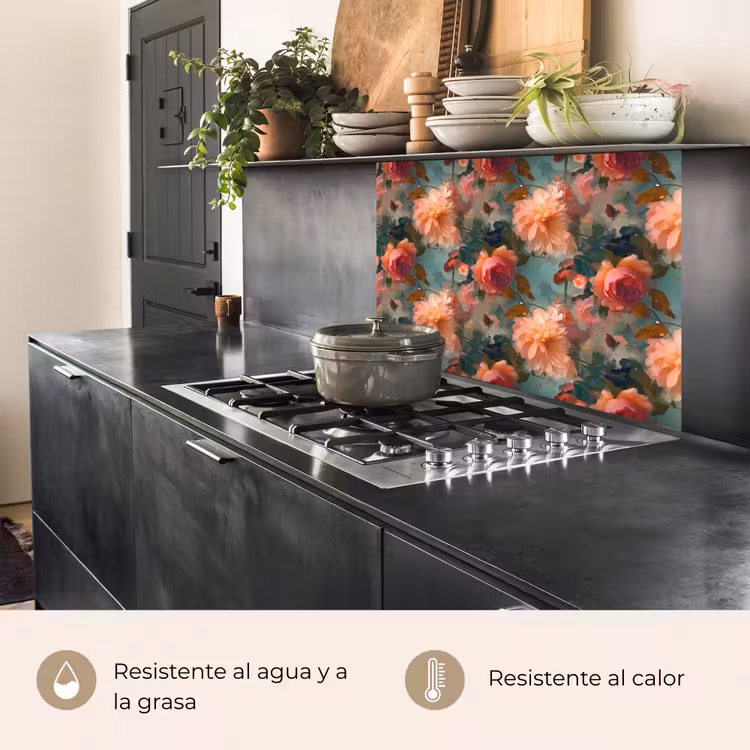 Revestimiento cocina - Rosa - Patrón - Flores — 4