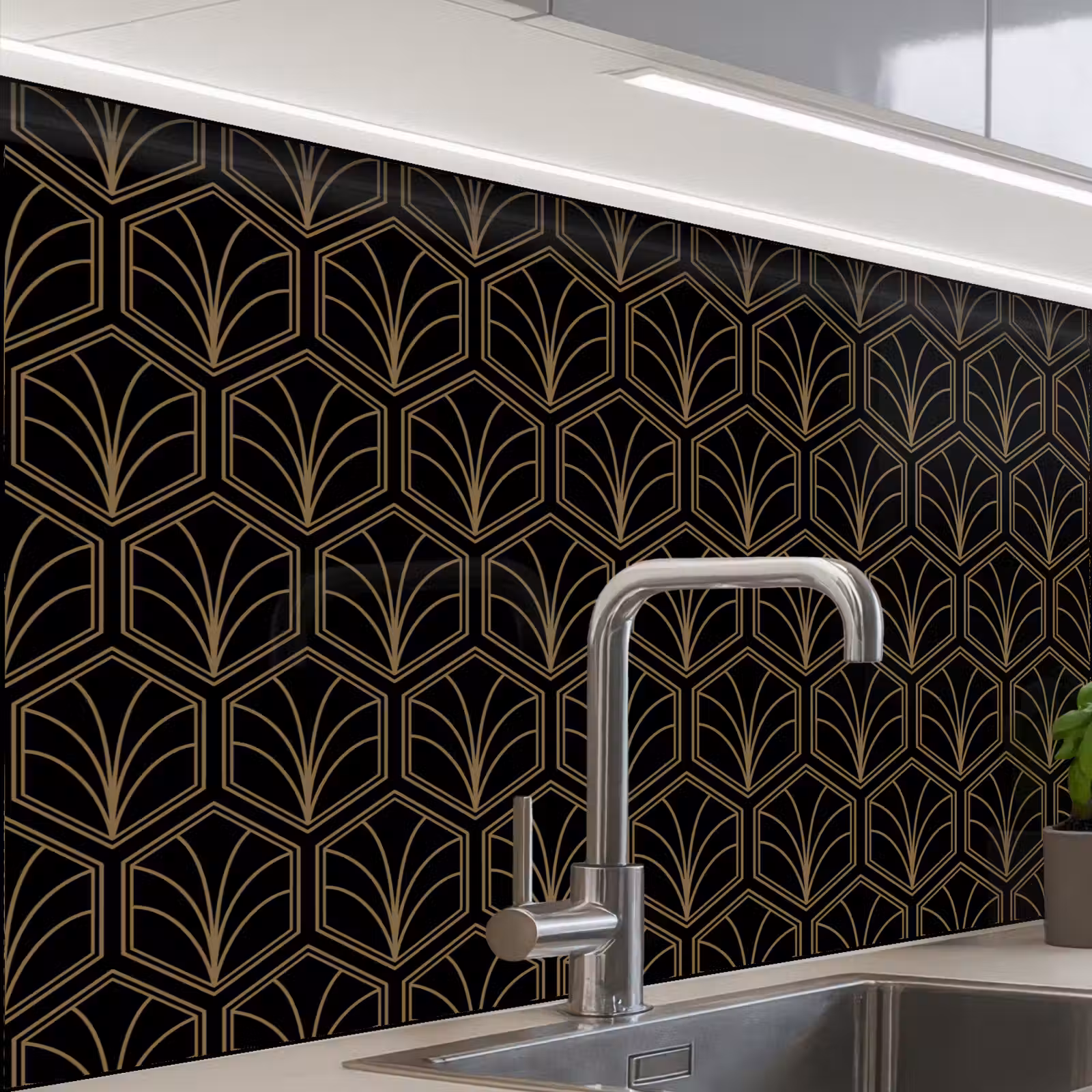 Revestimiento cocina - Forma de flecha - Abanico - Oro — 1