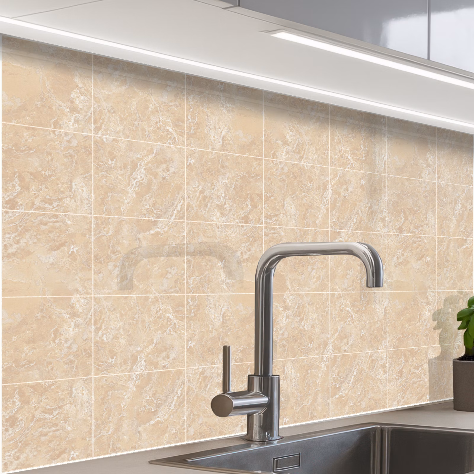 Revestimiento cocina - Mármol - Baldosas - Beige — 1