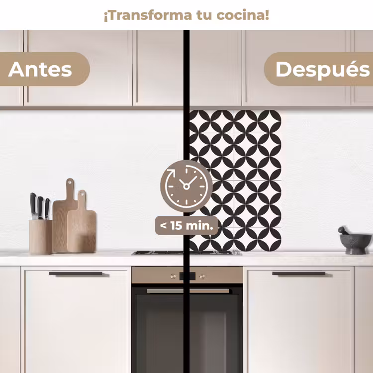 Revestimiento cocina - Círculo - Motivo - Negro - Blanco — 2