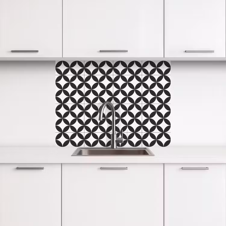Revestimiento cocina - Círculo - Motivo - Negro - Blanco — 3