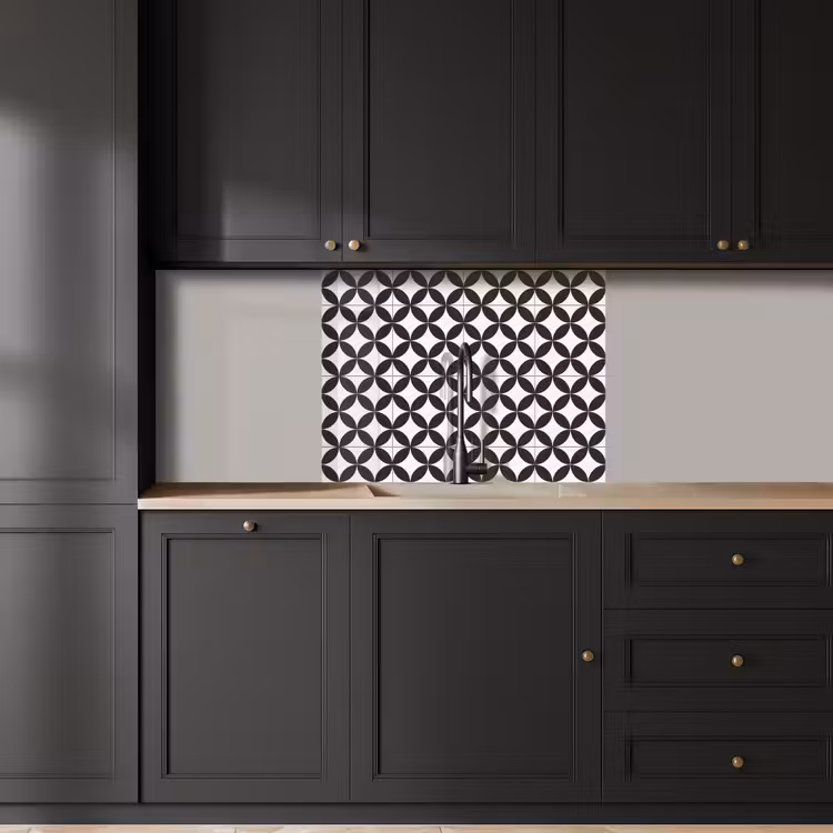Revestimiento cocina - Círculo - Motivo - Negro - Blanco — 5