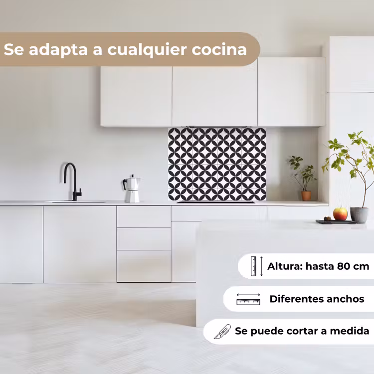 Revestimiento cocina - Círculo - Motivo - Negro - Blanco — 6