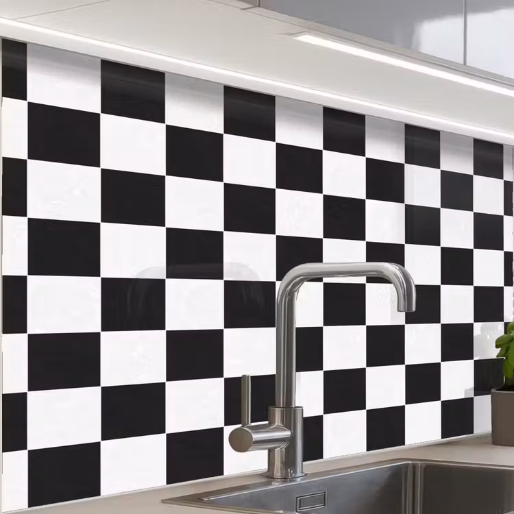 Revestimiento cocina - Clásico - Patrón - Negro - Blanco — 1