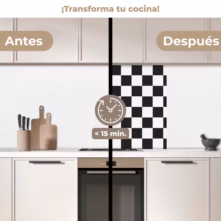 Revestimiento cocina - Clásico - Patrón - Negro - Blanco — 2