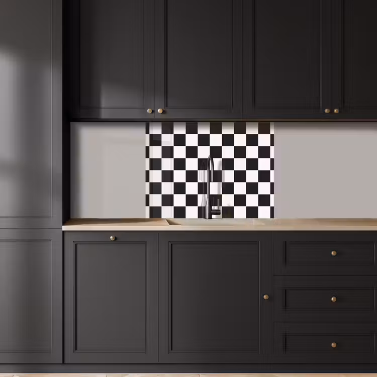 Revestimiento cocina - Clásico - Patrón - Negro - Blanco — 5