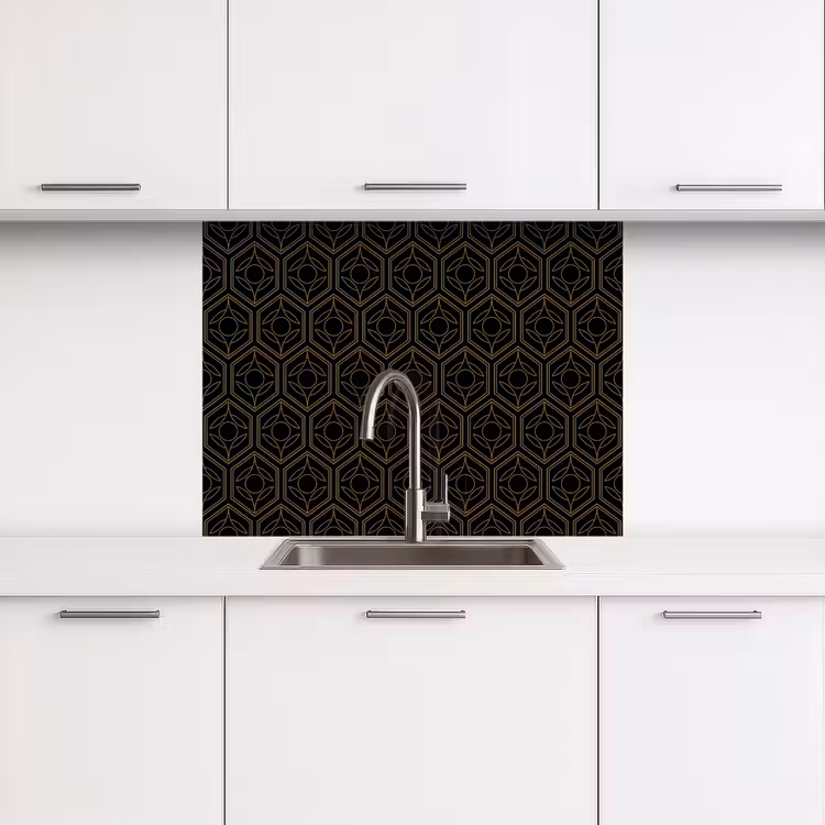 Revestimiento cocina - Negro - Oro - Núcleo floral — 3
