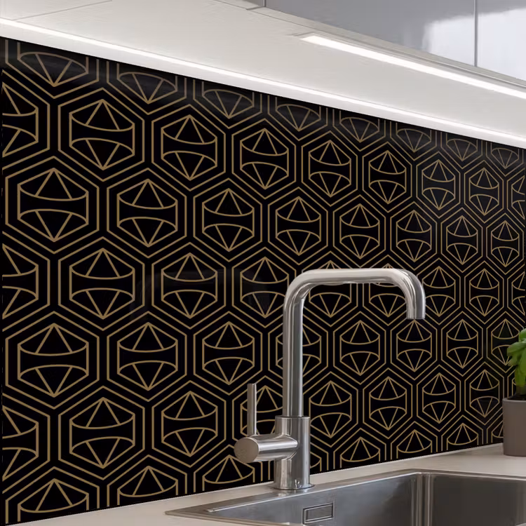 Revestimiento cocina - Oro - Negro - Diamante — 1