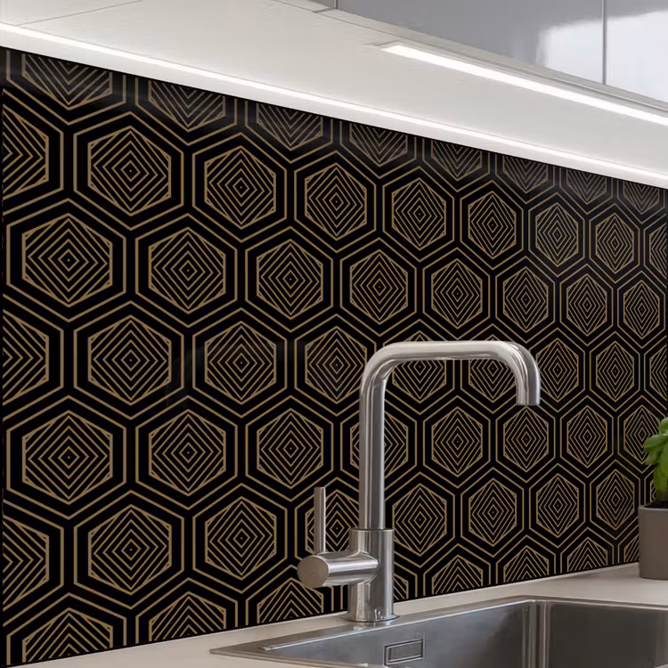 Revestimiento cocina - Oro - Negro - Túnel — 1