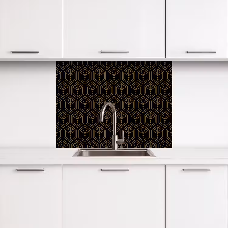 Revestimiento cocina - Sunburst - Negro - Oro - Lunares — 3