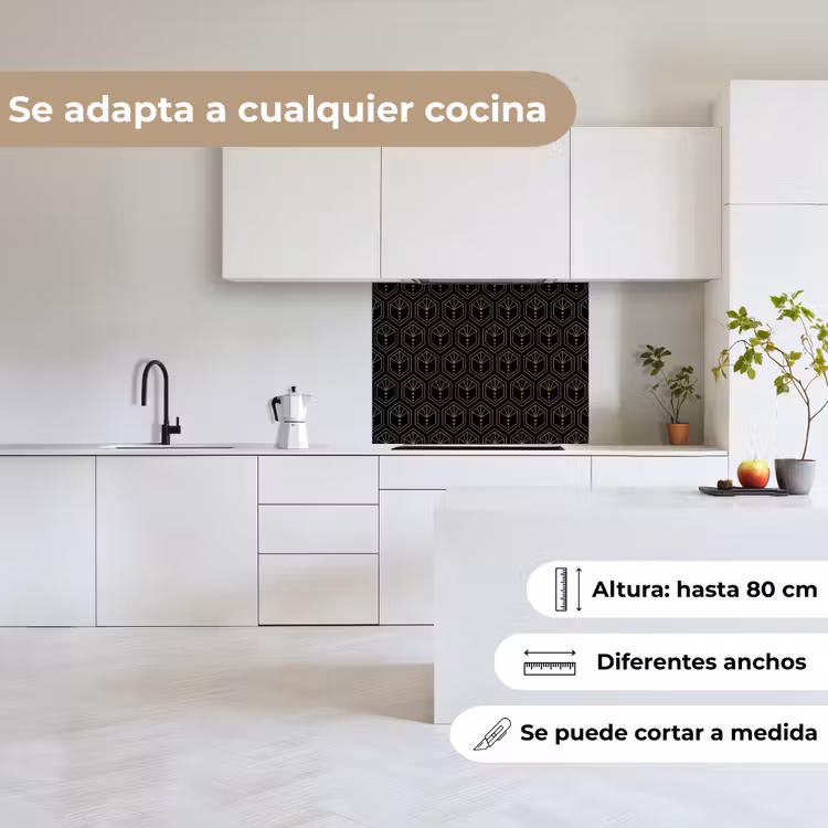 Revestimiento cocina - Sunburst - Negro - Oro - Lunares — 6
