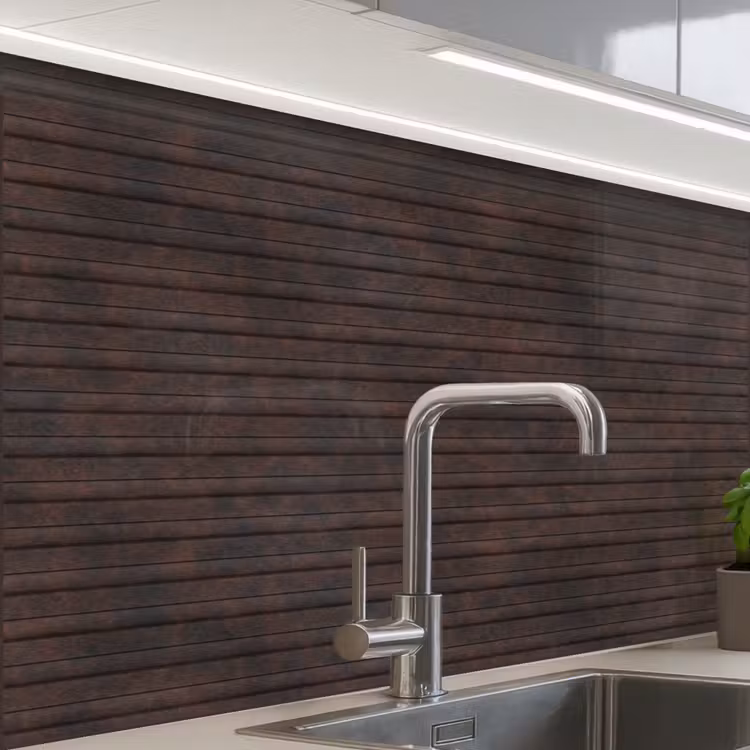 Revestimiento cocina - Marrón oscuro - Óxido - Rayas - Estampado — 1