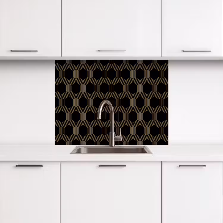 Revestimiento cocina - Paralelo - Oro - Negro - Dibujo de colmena — 3