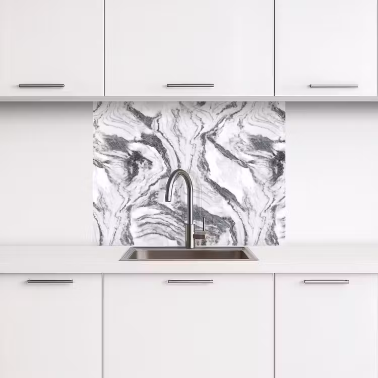 Revestimiento cocina - Blanco - Mármol - Ondulado - Grafito — 3