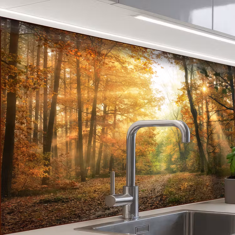 Revestimiento cocina - Bosque - Otoño - Sol - Paisaje - Naturaleza - Árboles - Hojas — 1