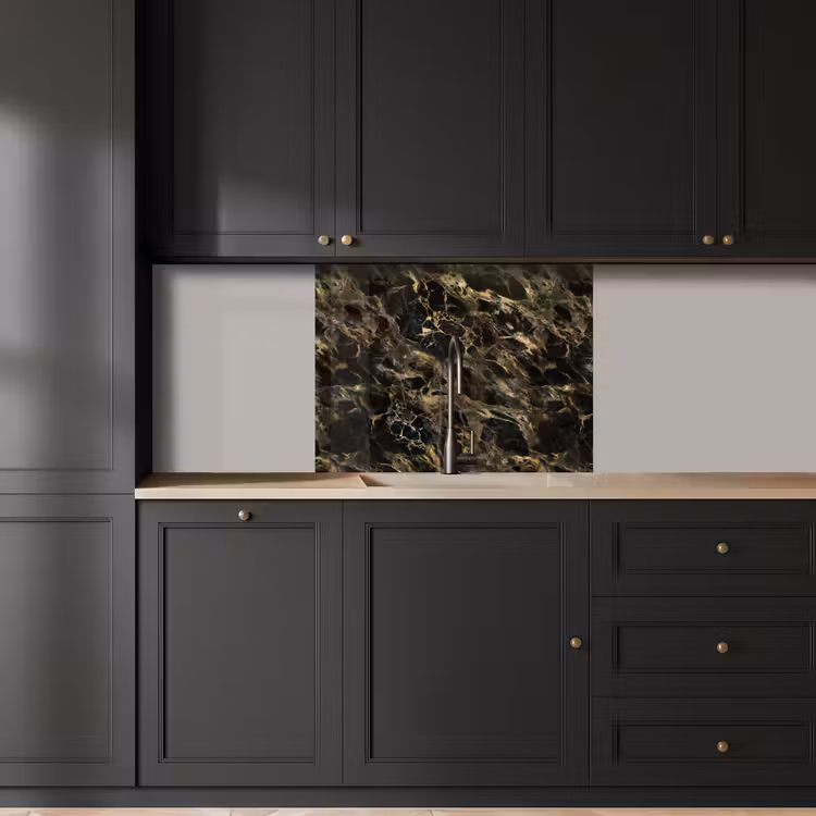 Revestimiento cocina - Cristal - Oro - Negro - Mármol — 5