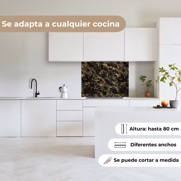 Revestimiento cocina - Cristal - Oro - Negro - Mármol — 6