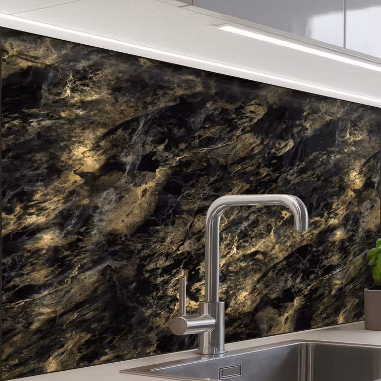 Revestimiento cocina - Mármol - Negro - Oro — 1