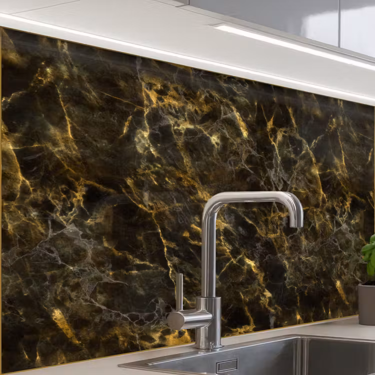 Revestimiento cocina - Negro - Mármol - Oro — 1