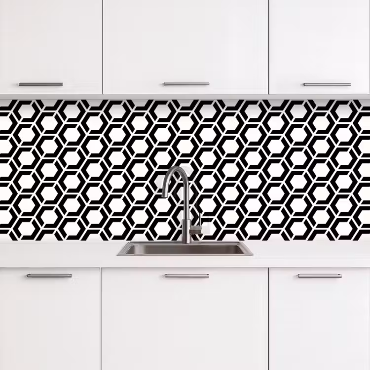 Revestimiento de cocina - Negro - Blanco - Geométrico - Estampado — 1