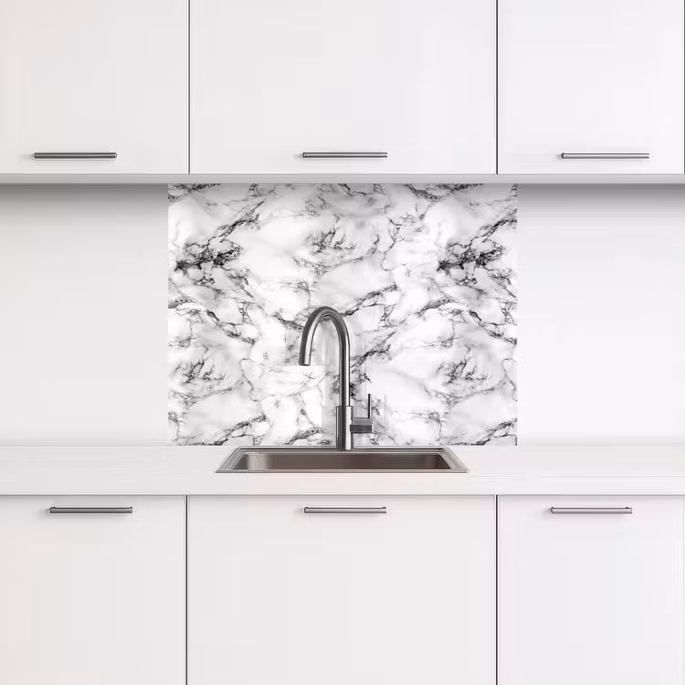 Revestimiento cocina - Mármol - Negro - Dramático - Blanco — 3