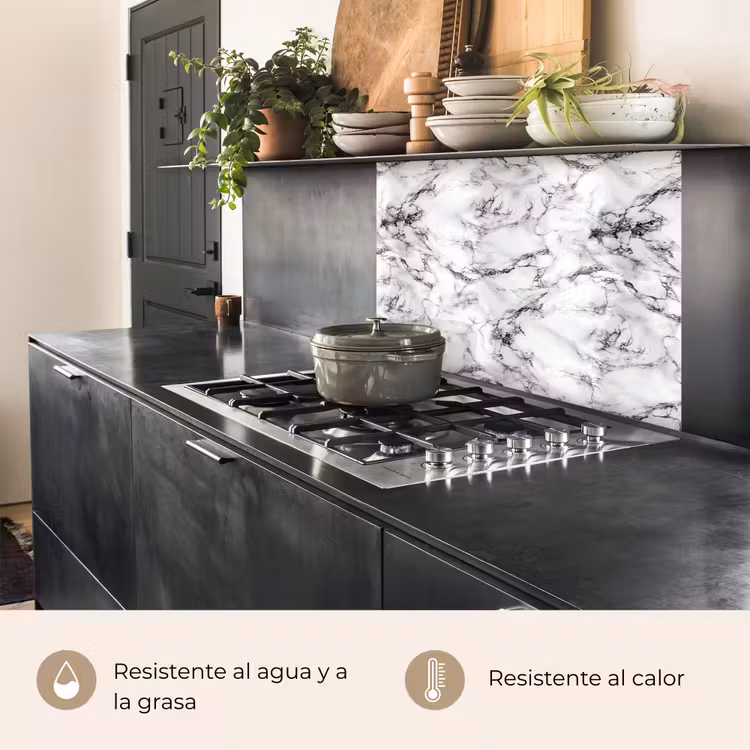 Revestimiento cocina - Mármol - Negro - Dramático - Blanco — 4