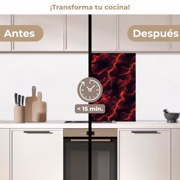 Revestimiento cocina - Rojo - Tormenta - Rayo - Nubes — 2