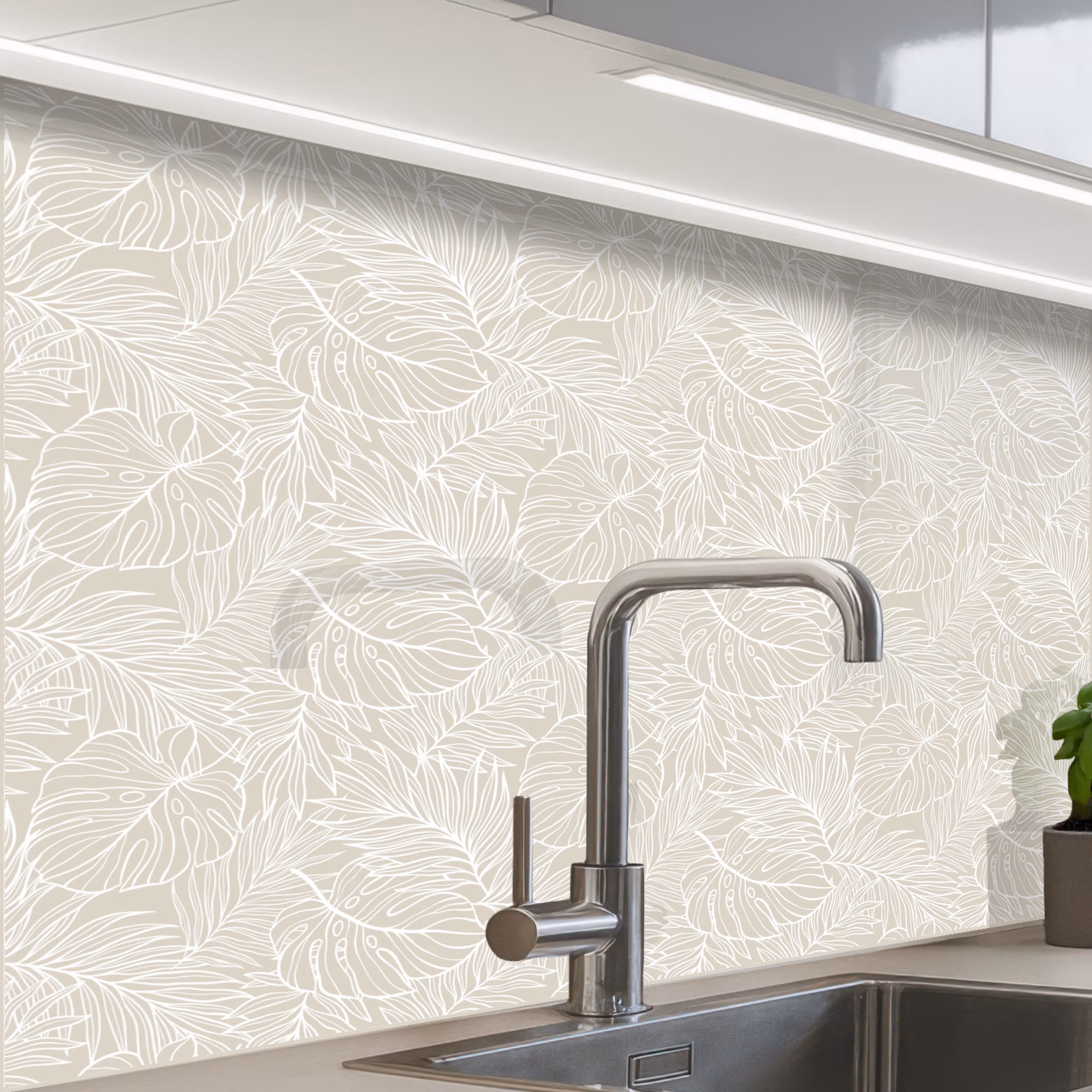 Revestimiento cocina - Hojas - Beige - Monstera - Palmera — 1