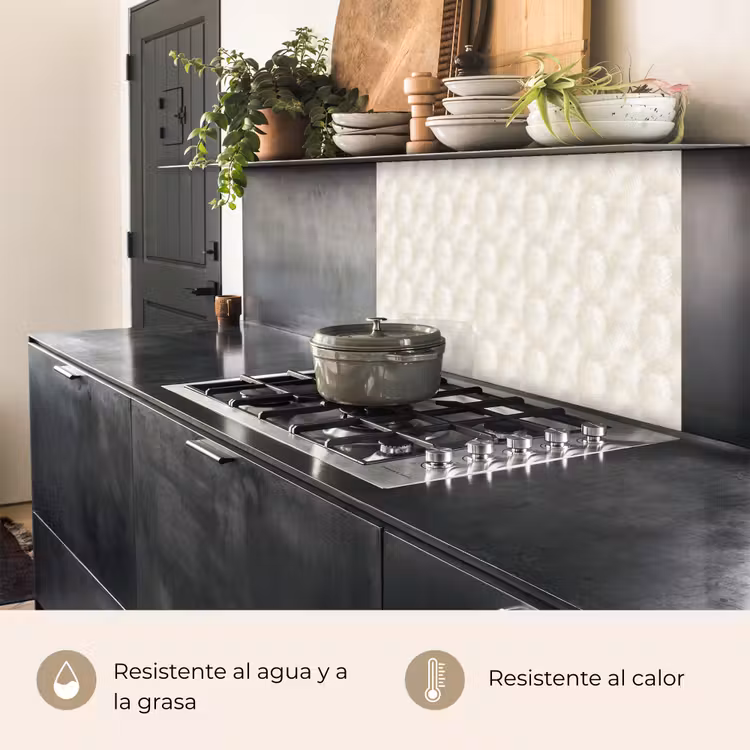 Revestimiento cocina - Hojas - Beige - Blanco - Botánico - Naturaleza — 4
