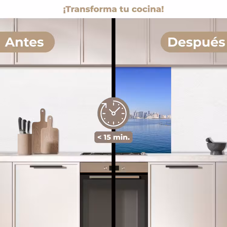 Revestimiento cocina - Skyline - Azul - Mar - Edificios - Ciudad — 2