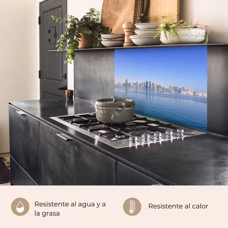 Revestimiento cocina - Skyline - Azul - Mar - Edificios - Ciudad — 4