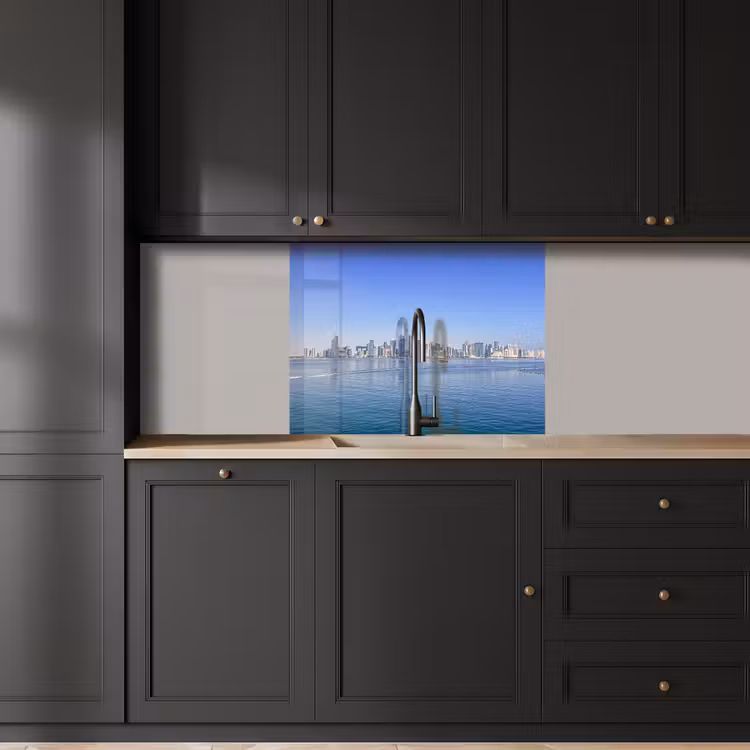 Revestimiento cocina - Skyline - Azul - Mar - Edificios - Ciudad — 5