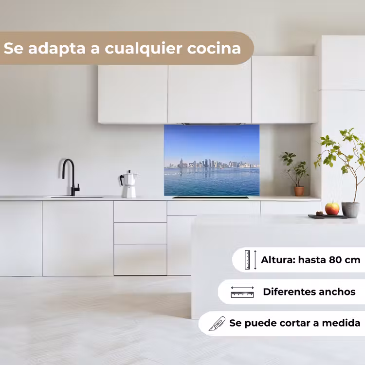 Revestimiento cocina - Skyline - Azul - Mar - Edificios - Ciudad — 6