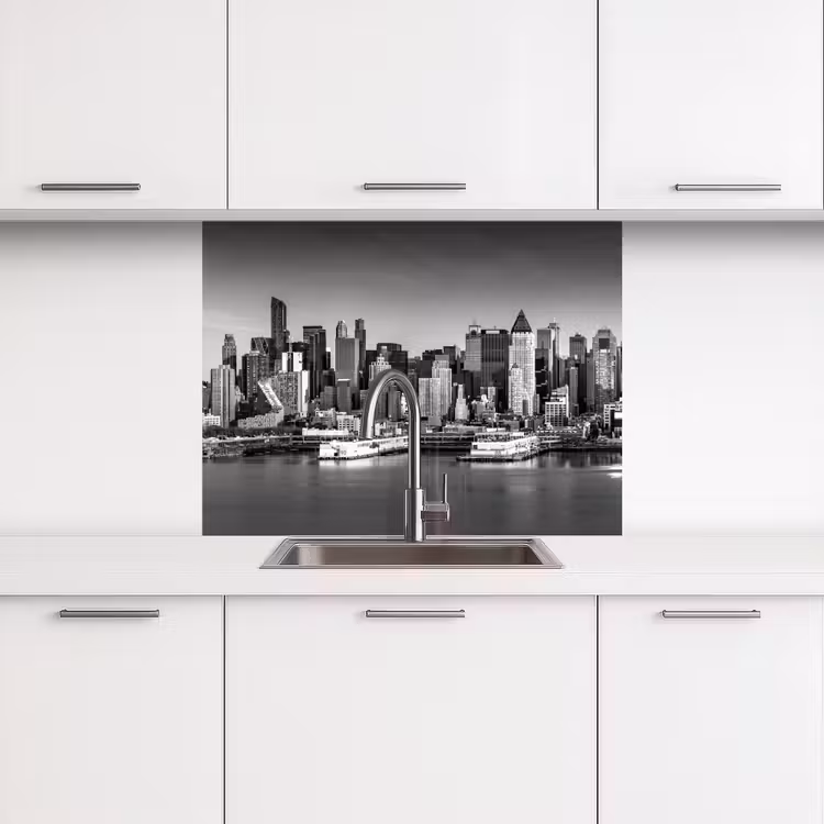 Revestimiento cocina - Skyline - Ciudad - Rascacielos - Negro - Blanco — 3
