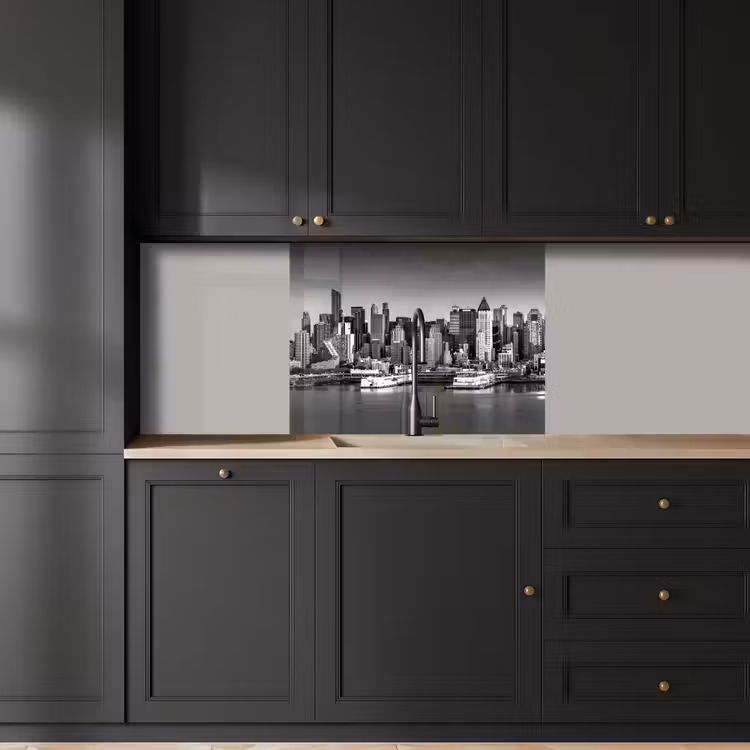 Revestimiento cocina - Skyline - Ciudad - Rascacielos - Negro - Blanco — 5