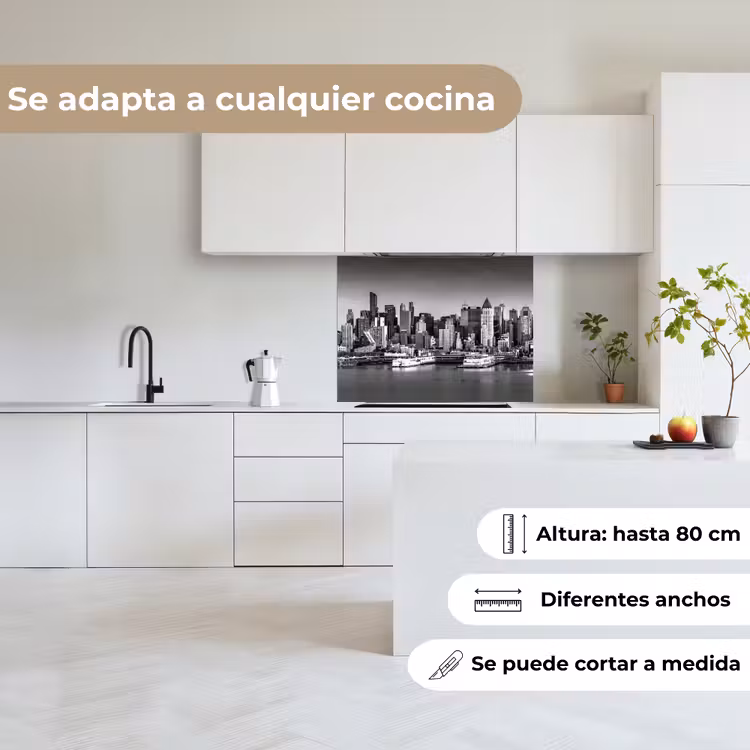 Revestimiento cocina - Skyline - Ciudad - Rascacielos - Negro - Blanco — 6