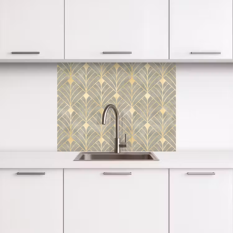 Revestimiento cocina - Elegante - Símbolo - Oro - Gris-verde — 3