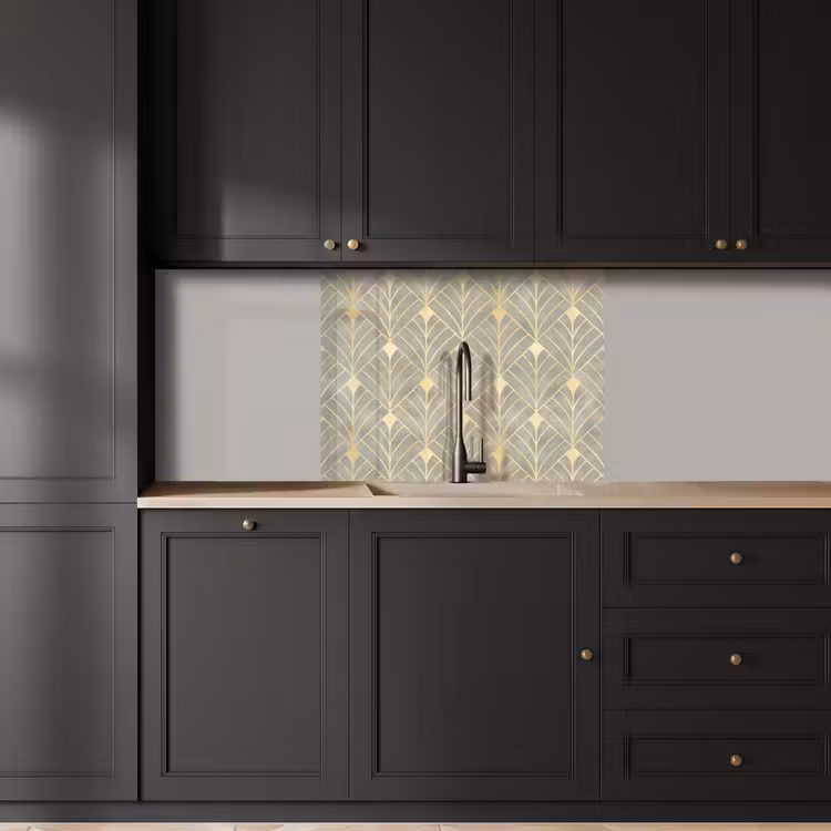 Revestimiento cocina - Elegante - Símbolo - Oro - Gris-verde — 5