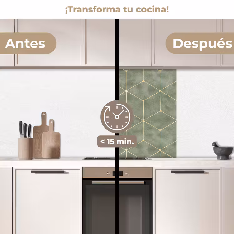 Revestimiento cocina - Sutil - Geométrico - Dorado - Verde — 2