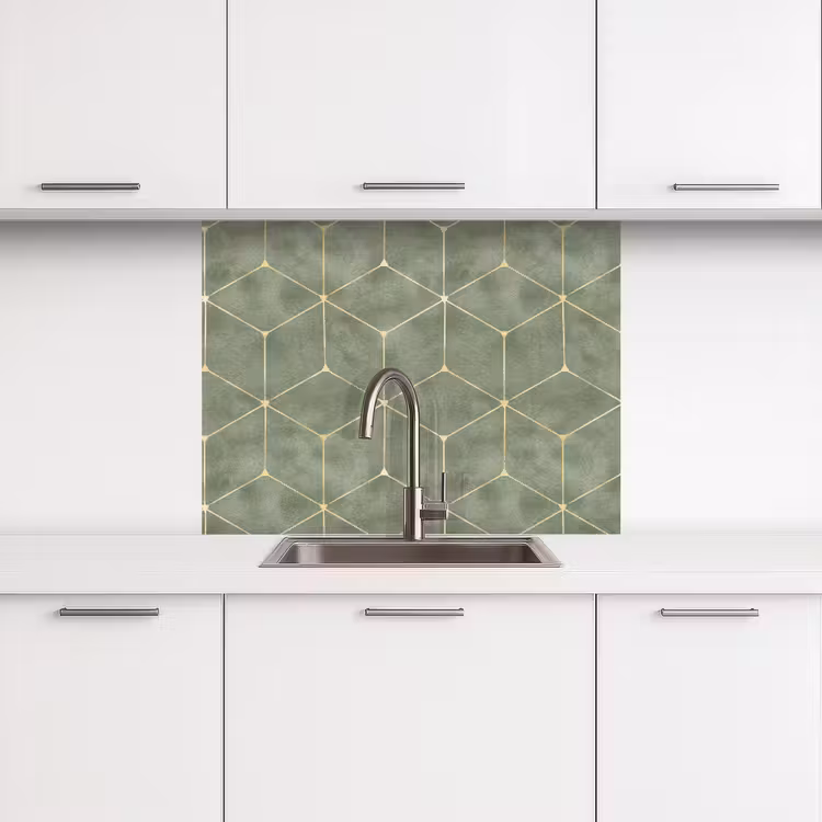 Revestimiento cocina - Sutil - Geométrico - Dorado - Verde — 3