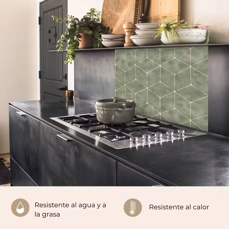 Revestimiento cocina - Sutil - Geométrico - Dorado - Verde — 4