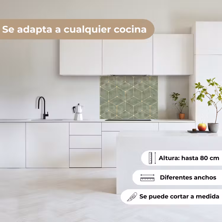 Revestimiento cocina - Sutil - Geométrico - Dorado - Verde — 6